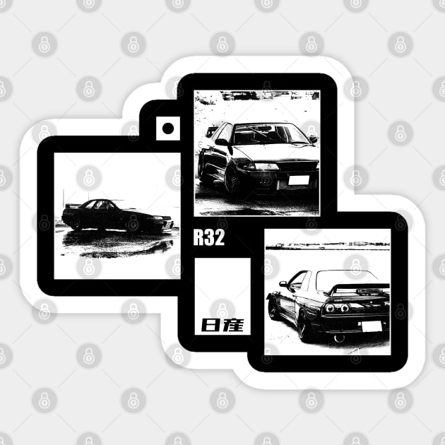 NISSAN SKYLINE GT-R R32 Black 'N White Archive (Black Version) Sticker by Cero